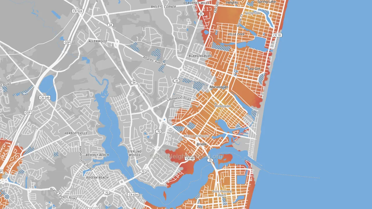 Transit Grade map of Manasquan, NJ