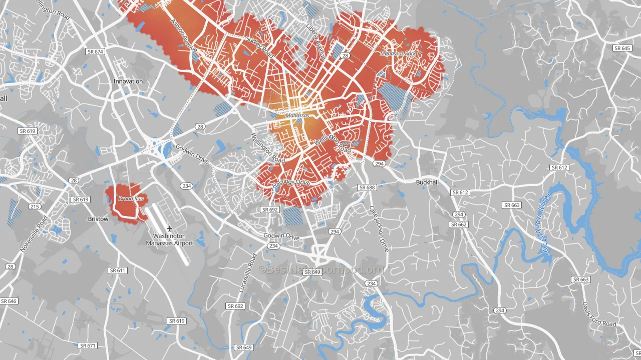 Transit Grade map of Manassas, VA