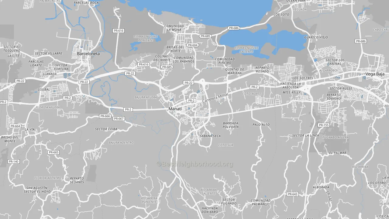 Transit Grade map of Manati Municipio, PR