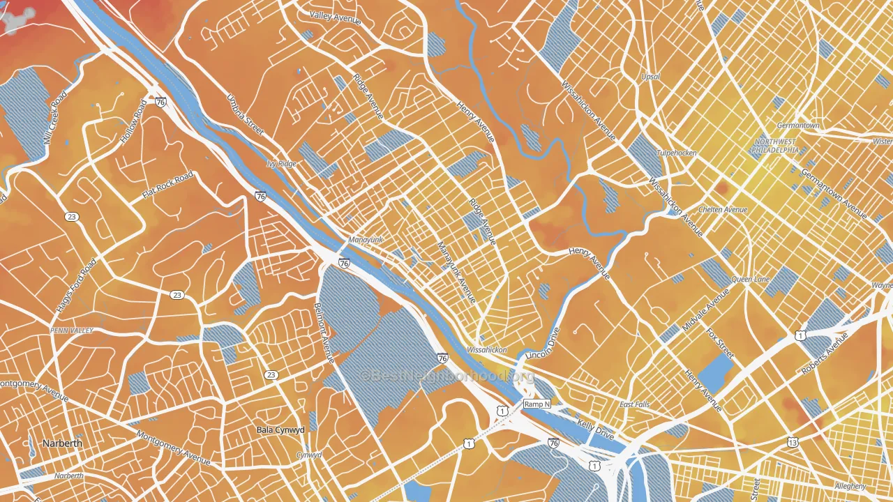 Transit Grade map of Manayunk, Philadelphia, PA