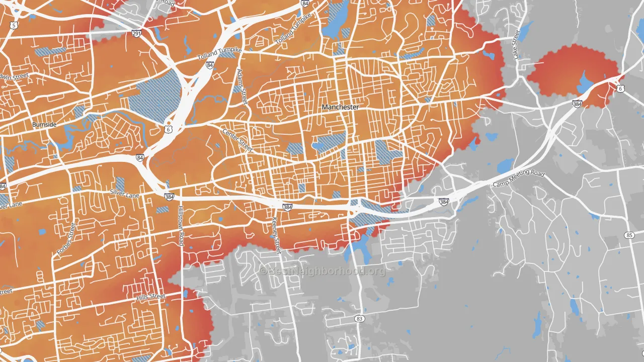Transit Grade map of Manchester, CT