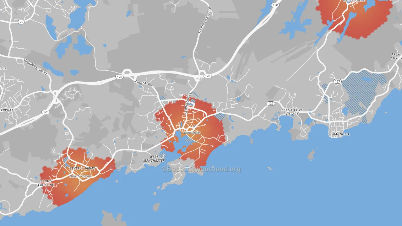 Transit Grade map of Manchester, MA