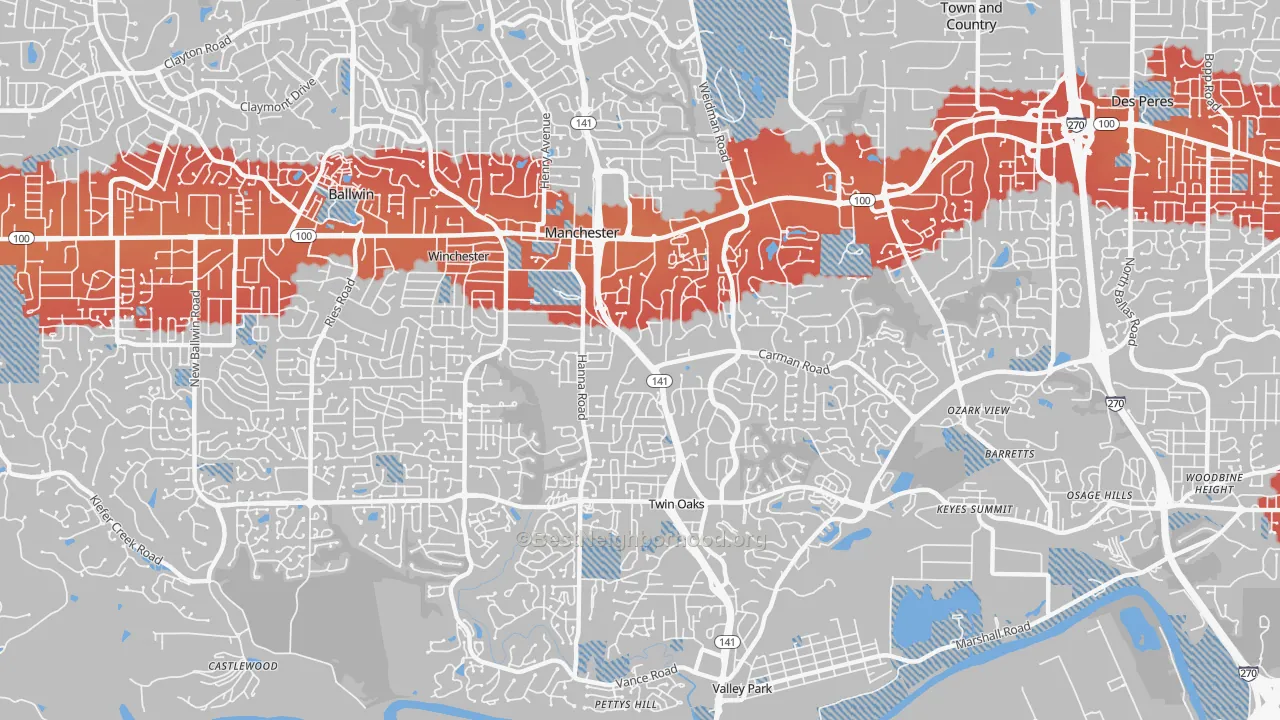 Transit Grade map of Manchester, MO
