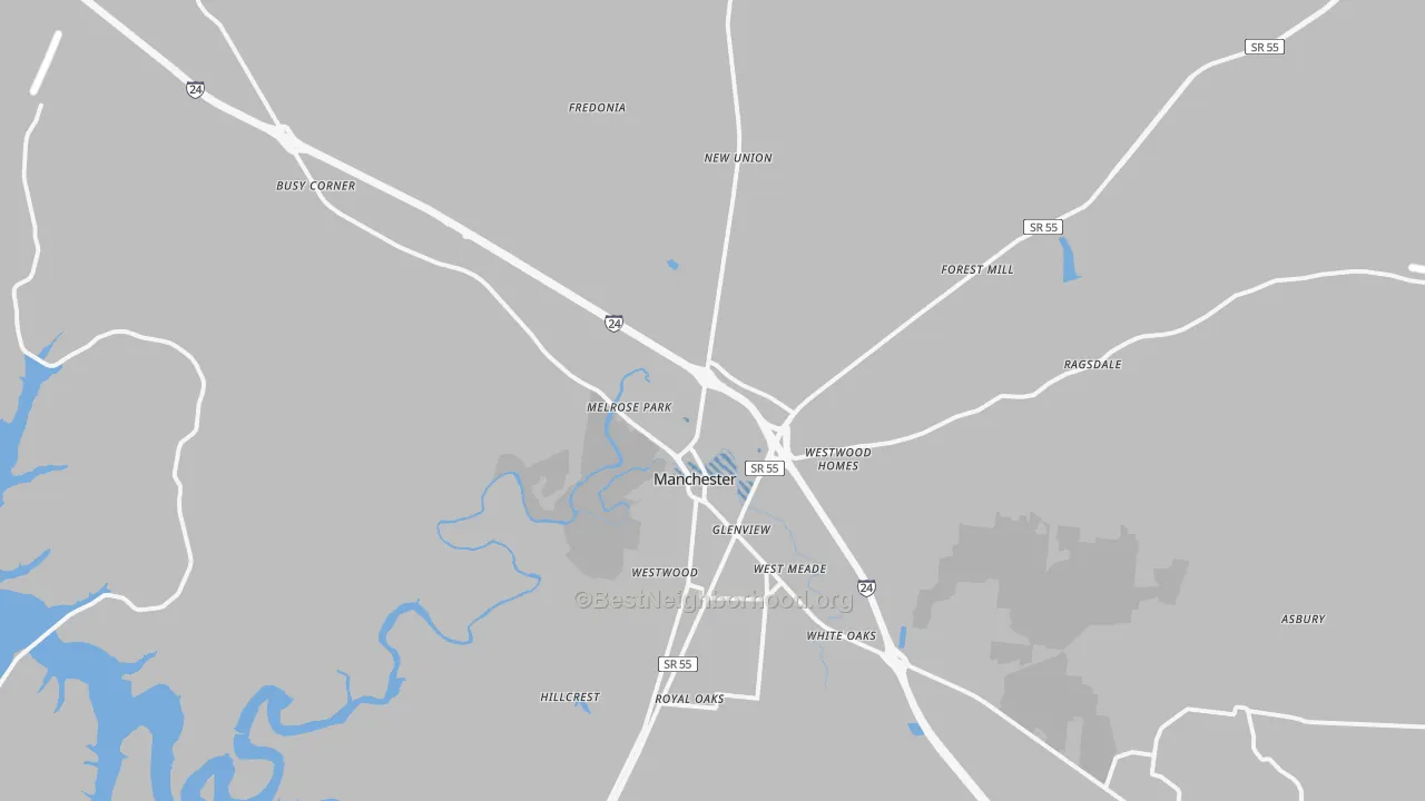 Transit Grade map of Manchester, TN