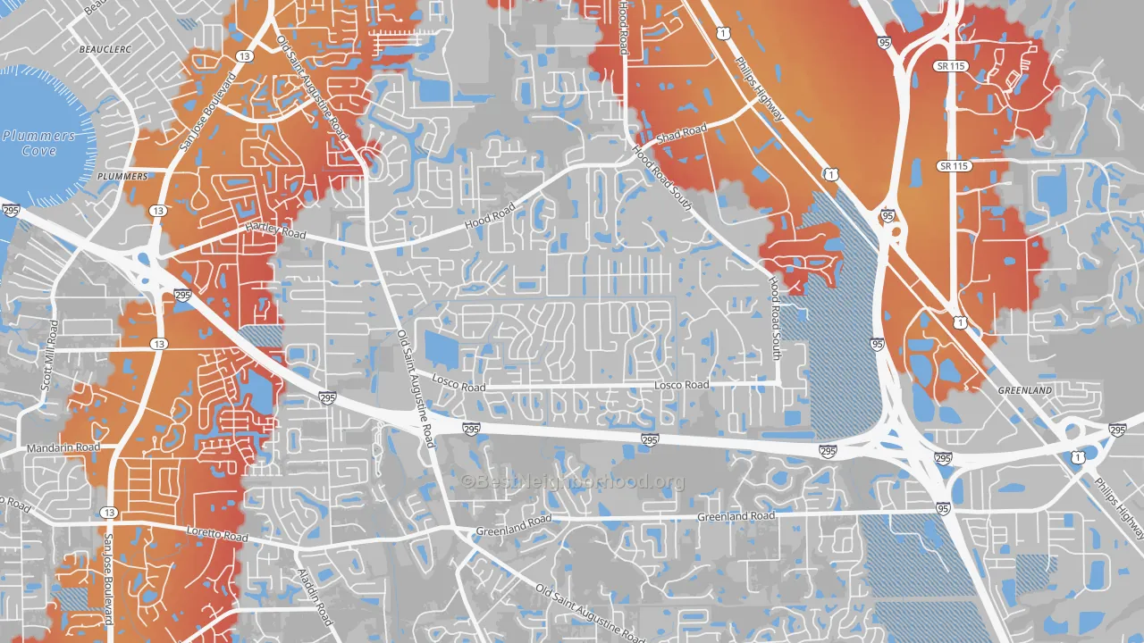 Transit Grade map of Mandarin Station-Losco, Jacksonville, FL