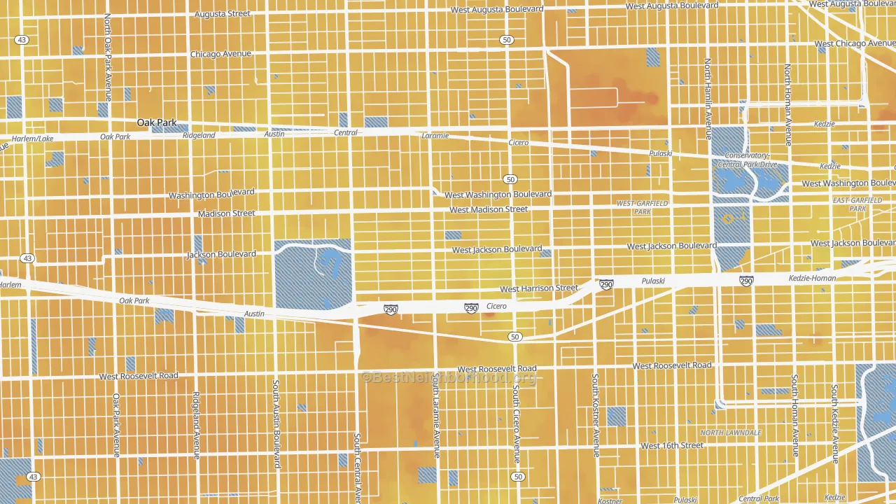 Transit Grade map of Mandell, Chicago, IL