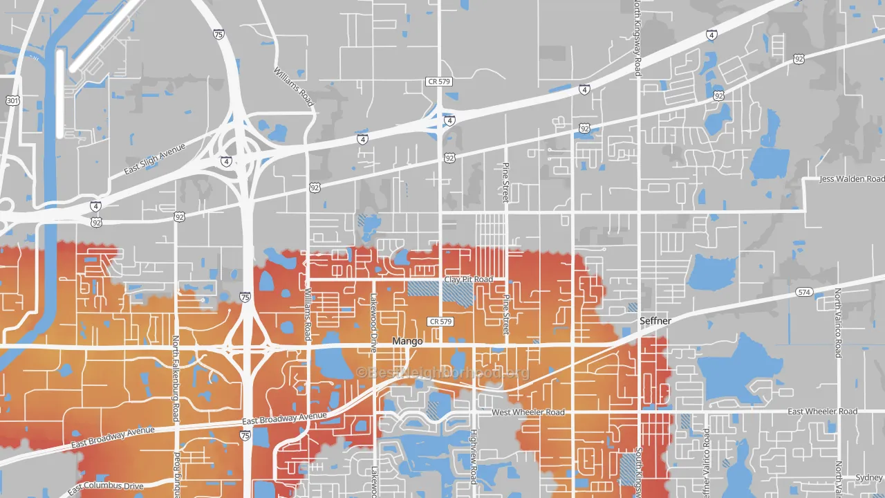 Transit Grade map of Mango, FL