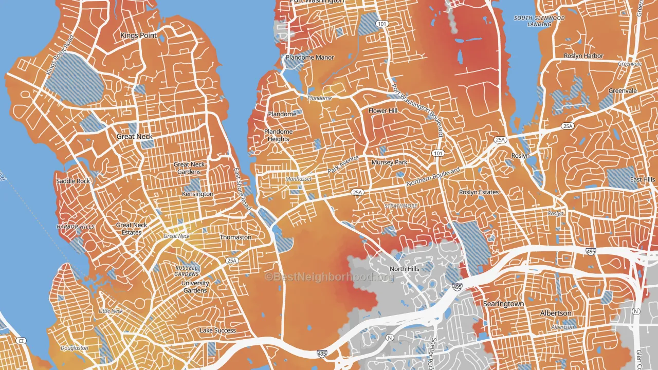 Transit Grade map of Manhasset, NY