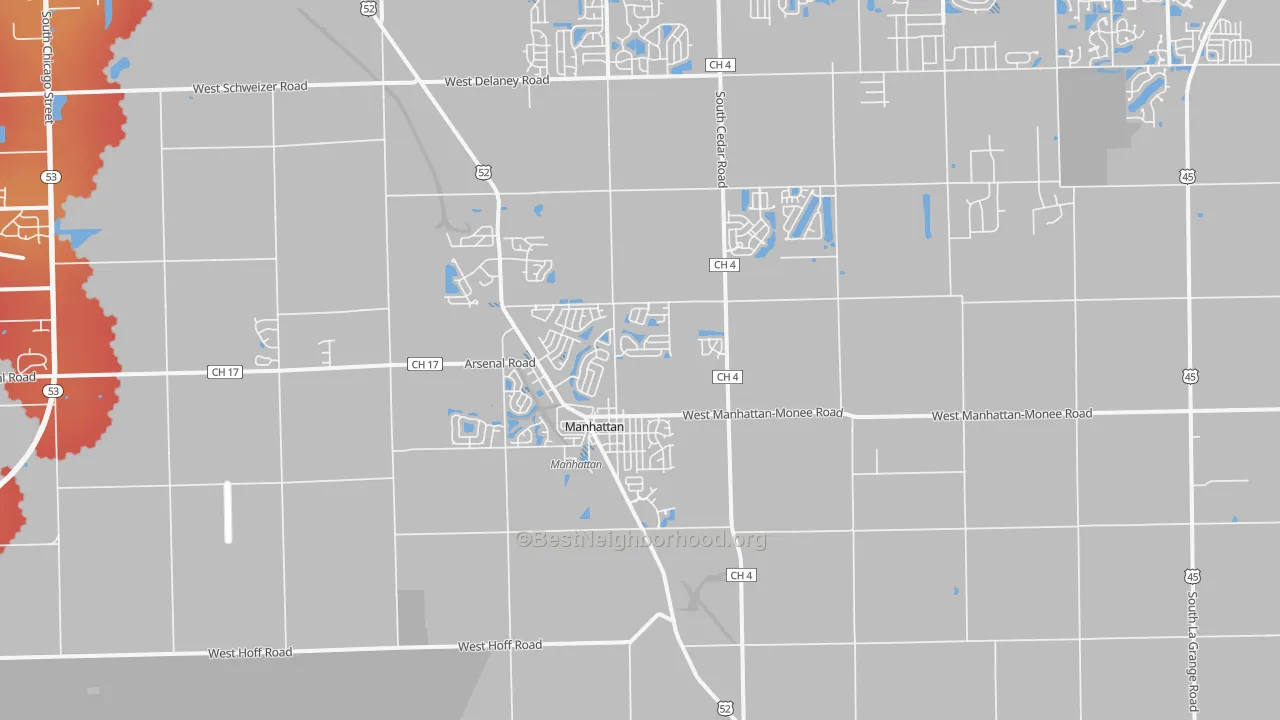 Transit Grade map of Manhattan, IL
