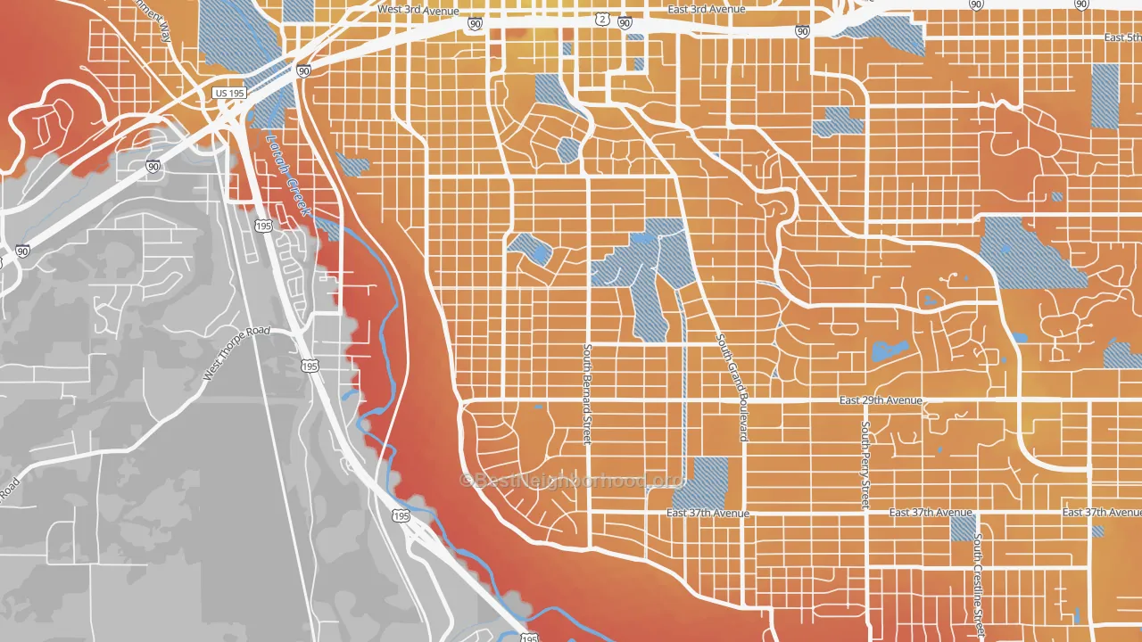 Transit Grade map of Manitocannon Hill, Spokane, WA