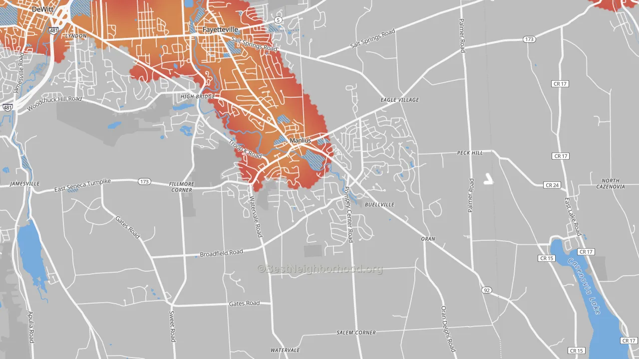 Transit Grade map of Manlius, NY