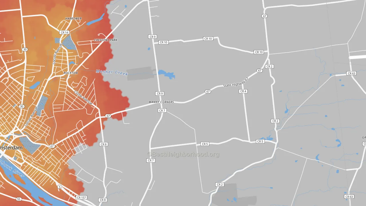 Transit Grade map of Manny Corners, NY