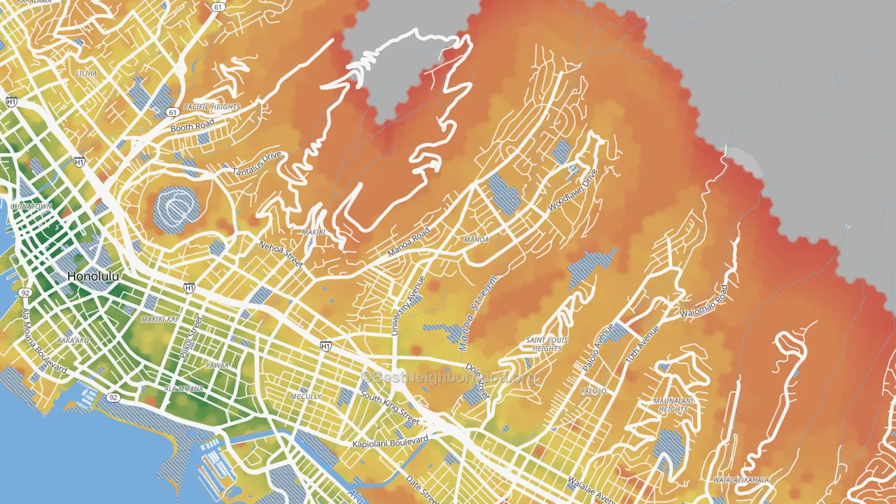 Transit Grade map of Manoa, Honolulu, HI