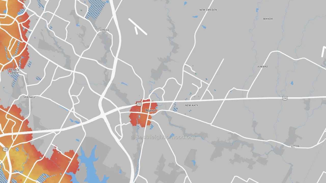 Transit Grade map of Manor, TX