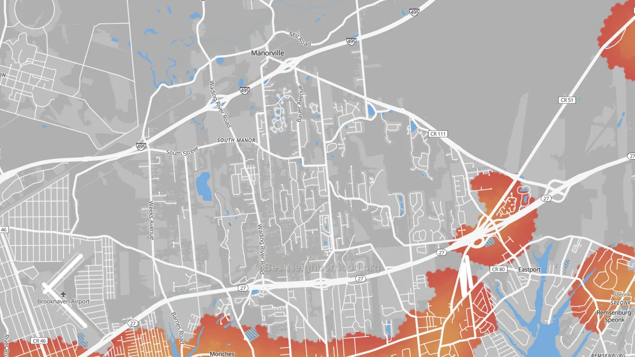 Transit Grade map of Manorville, NY