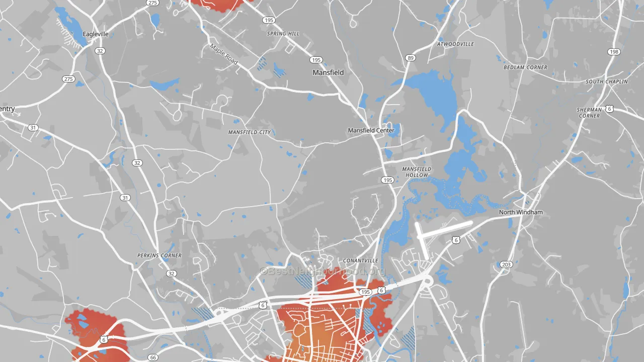 Transit Grade map of Mansfield Center, CT