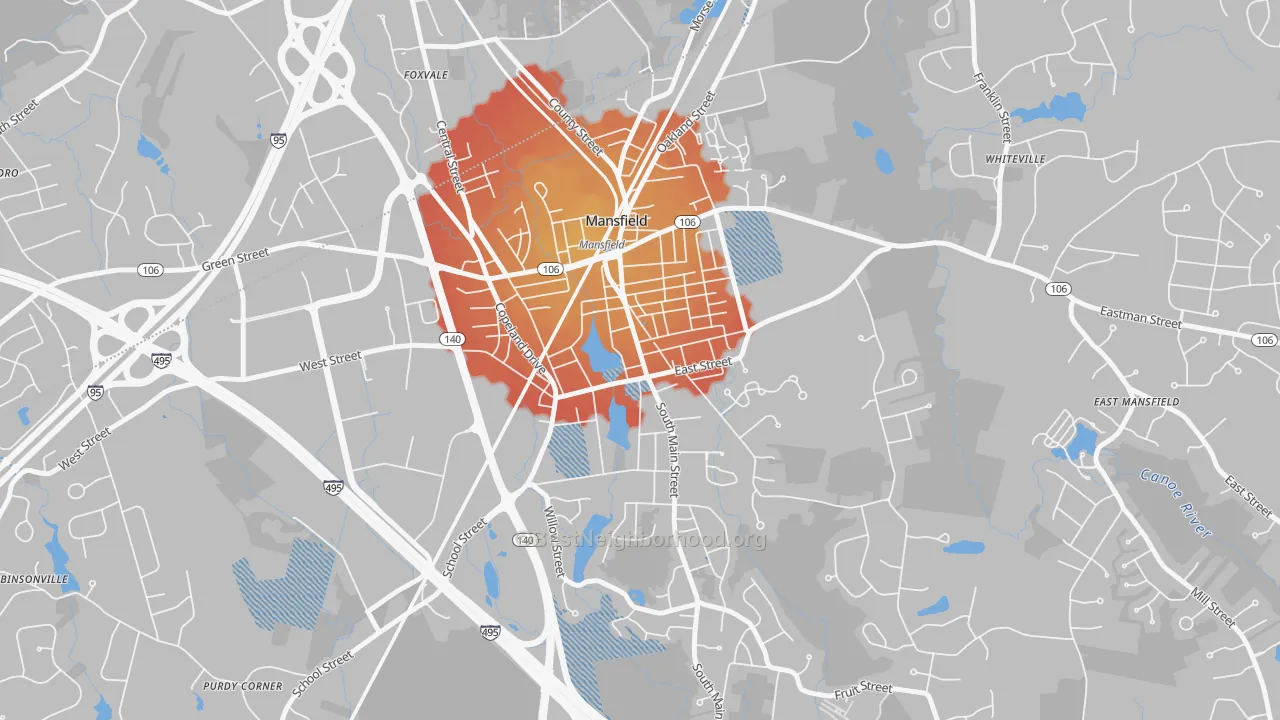 Transit Grade map of Mansfield Center, MA