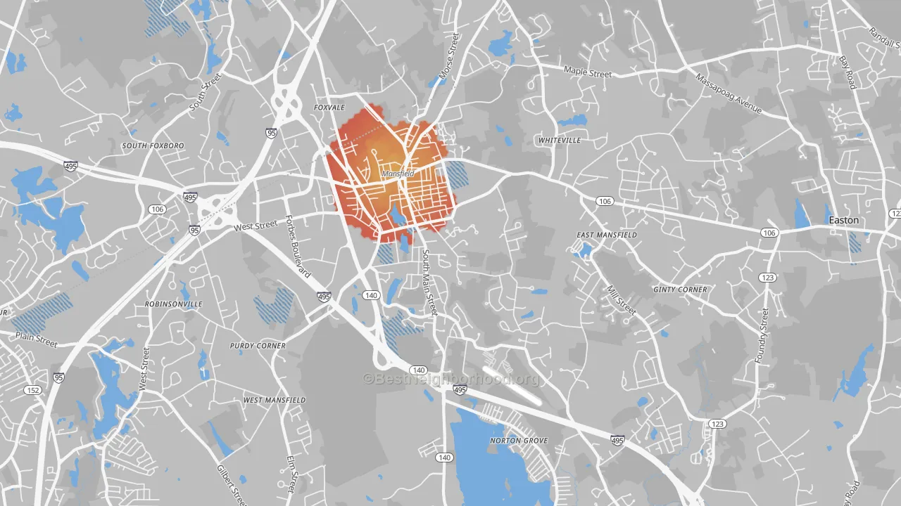 Transit Grade map of Mansfield, MA