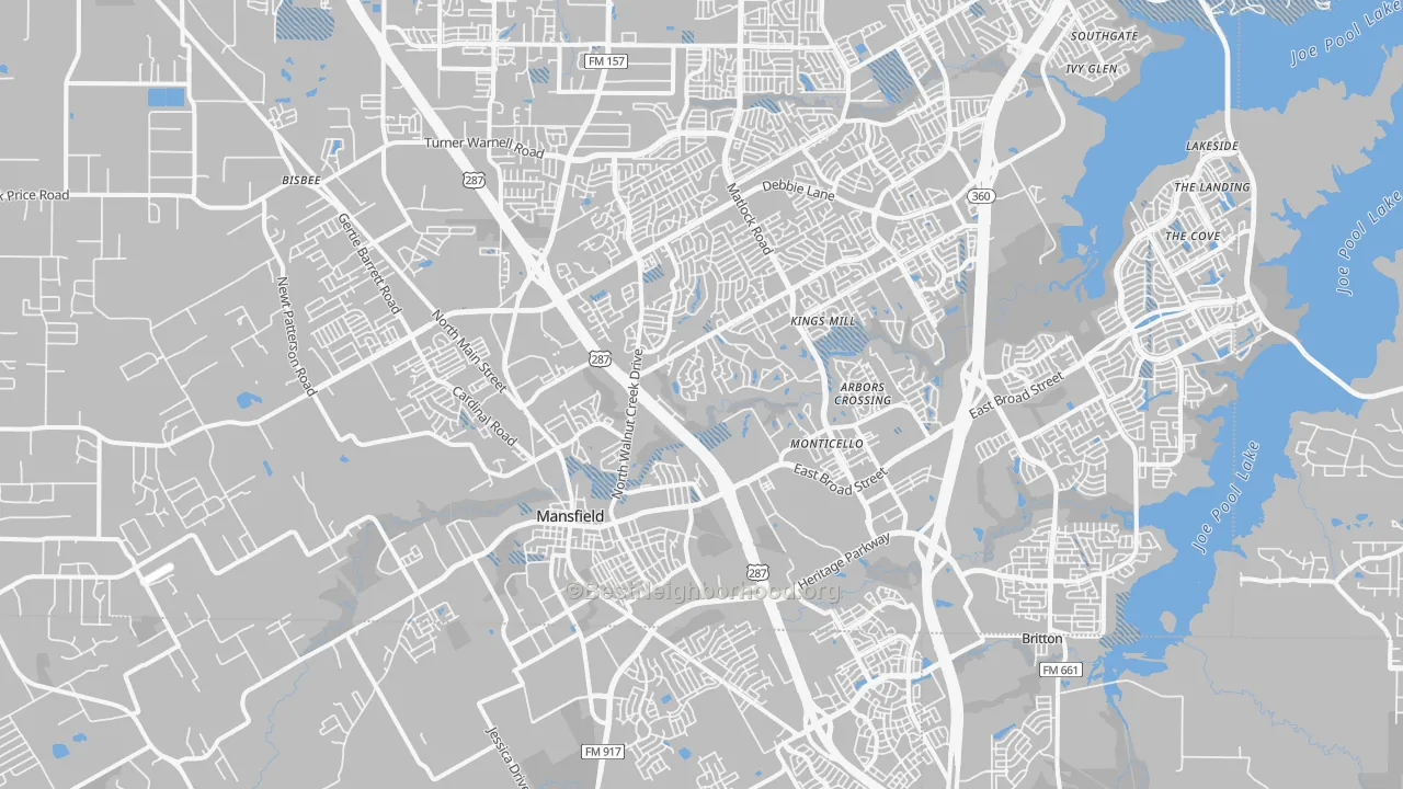 Transit Grade map of Mansfield, TX