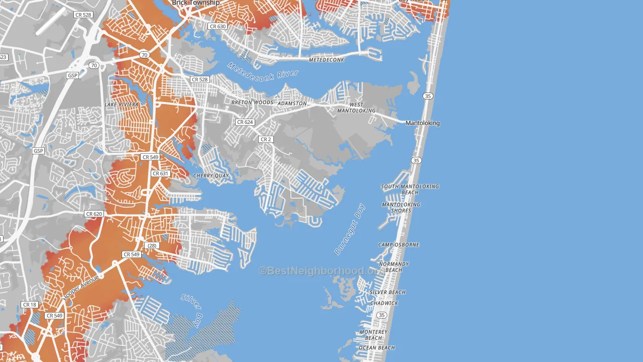 Transit Grade map of Mantoloking, NJ
