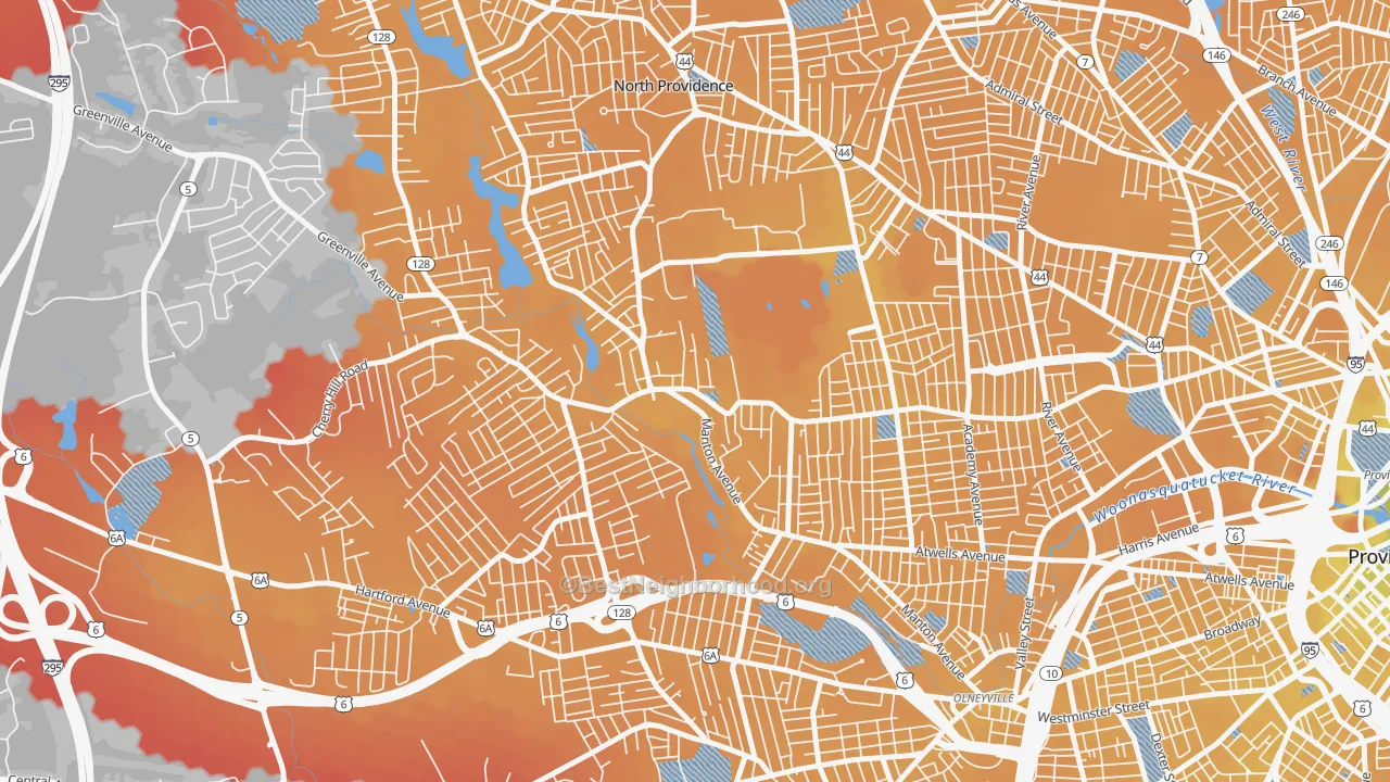 Transit Grade map of Manton, Providence, RI