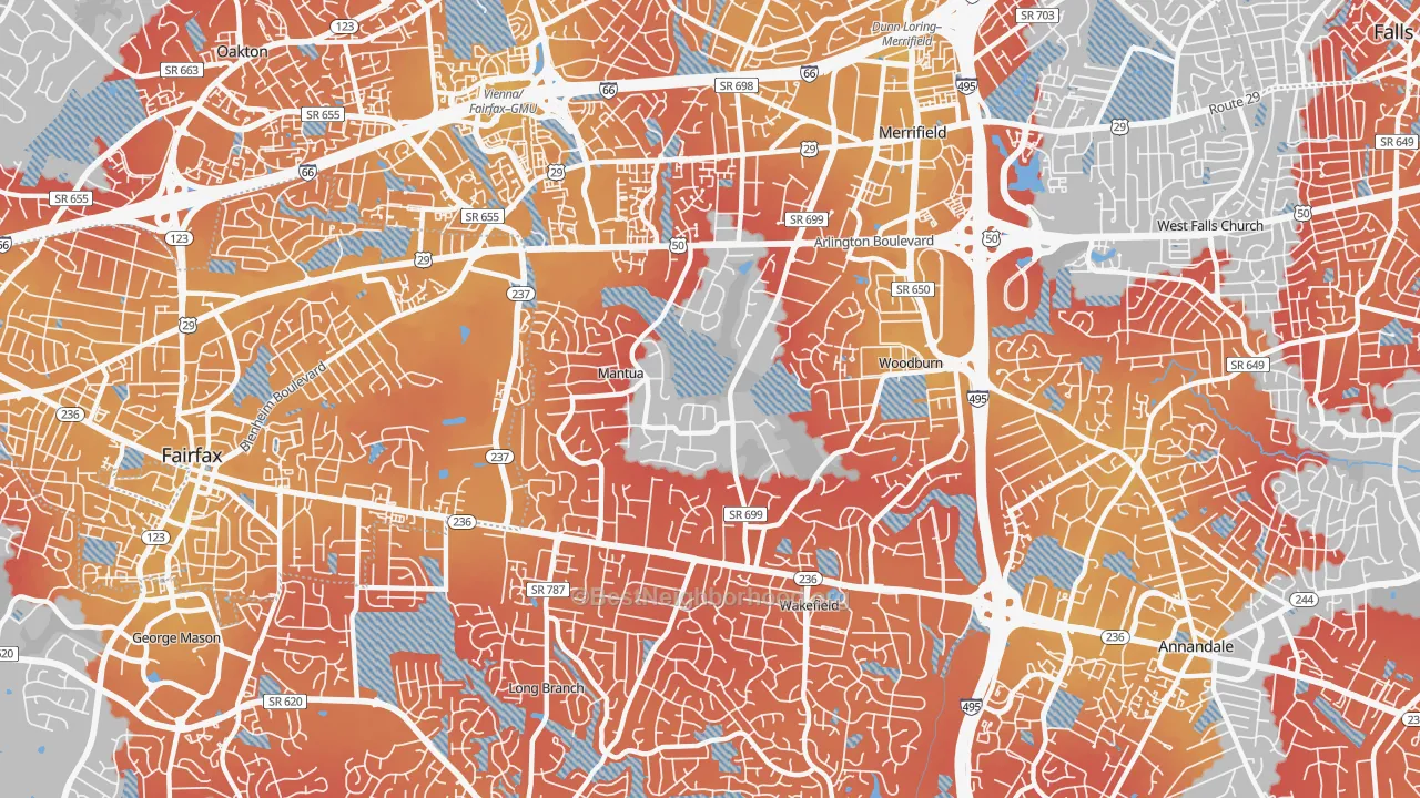Transit Grade map of Mantua, Fairfax, VA