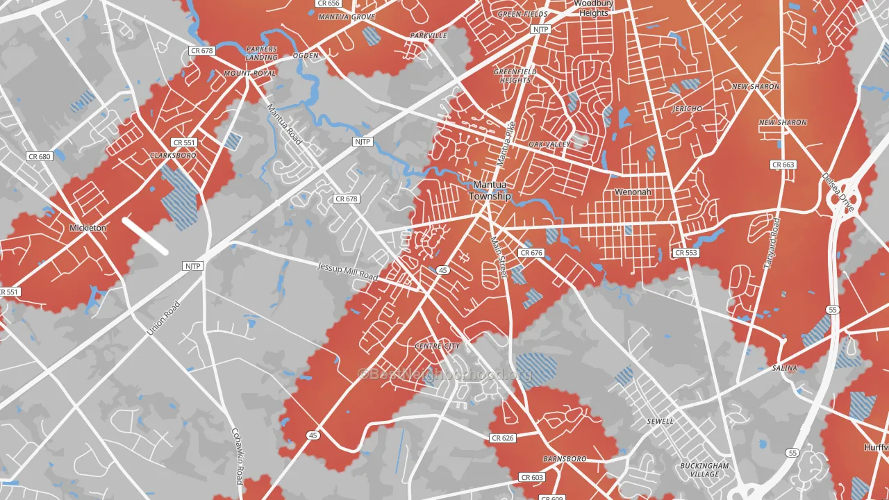 Transit Grade map of Mantua, NJ
