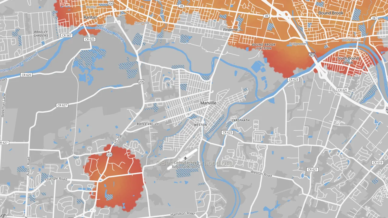 Transit Grade map of Manville, NJ