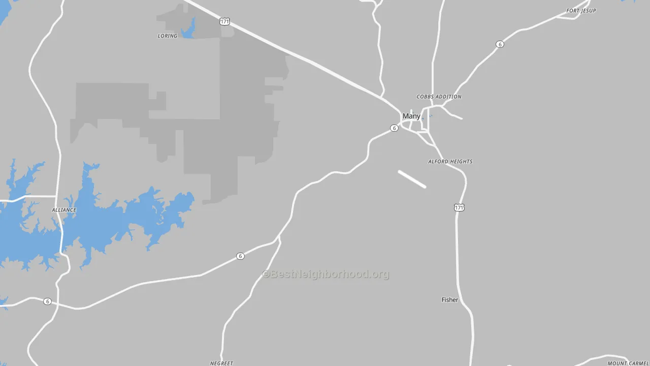 Transit Grade map of Many, LA