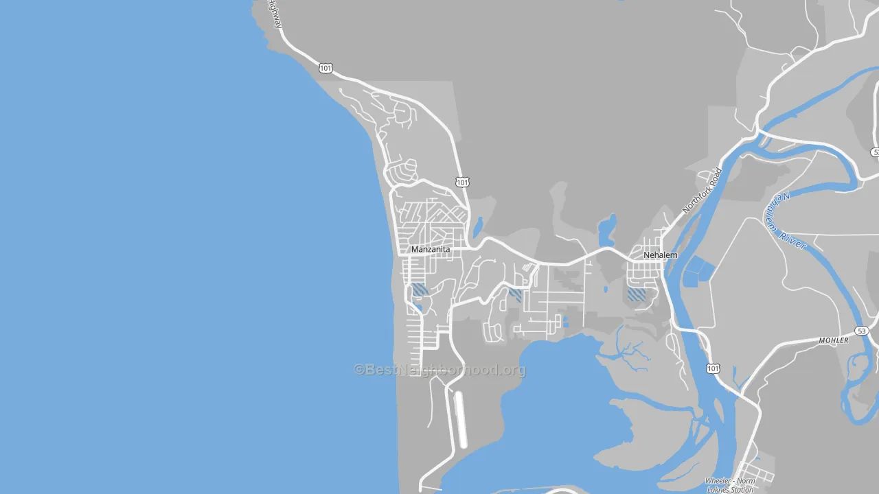 Transit Grade map of Manzanita, OR