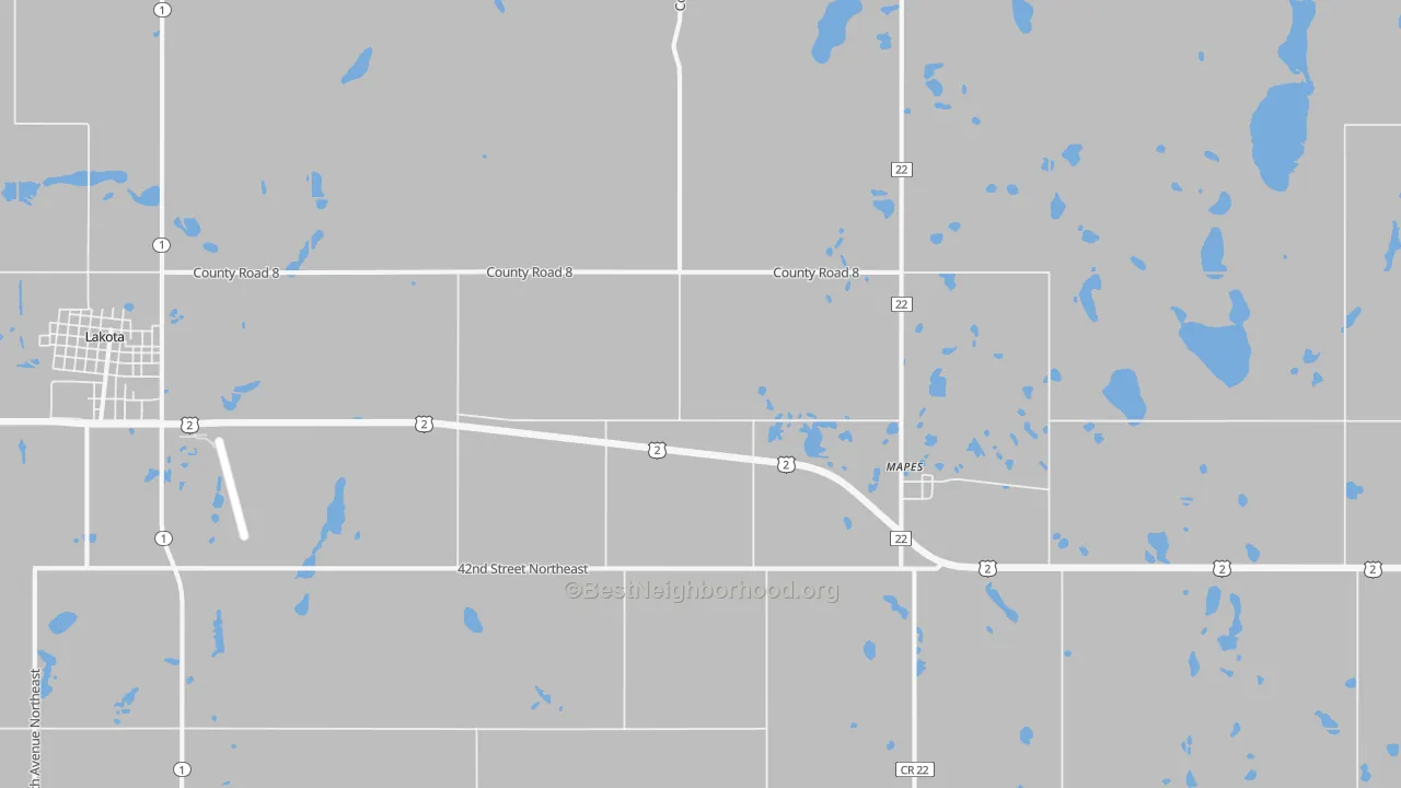 Transit Grade map of Mapes, ND