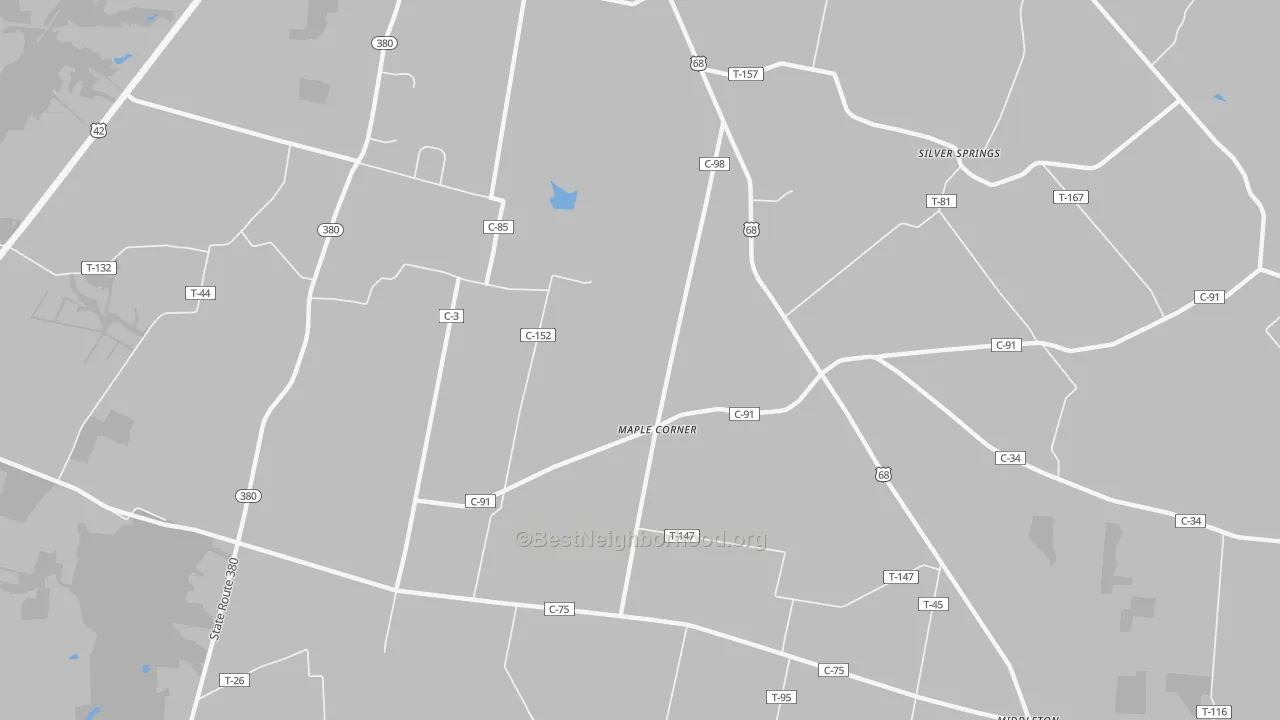 Transit Grade map of Maple Corner, OH