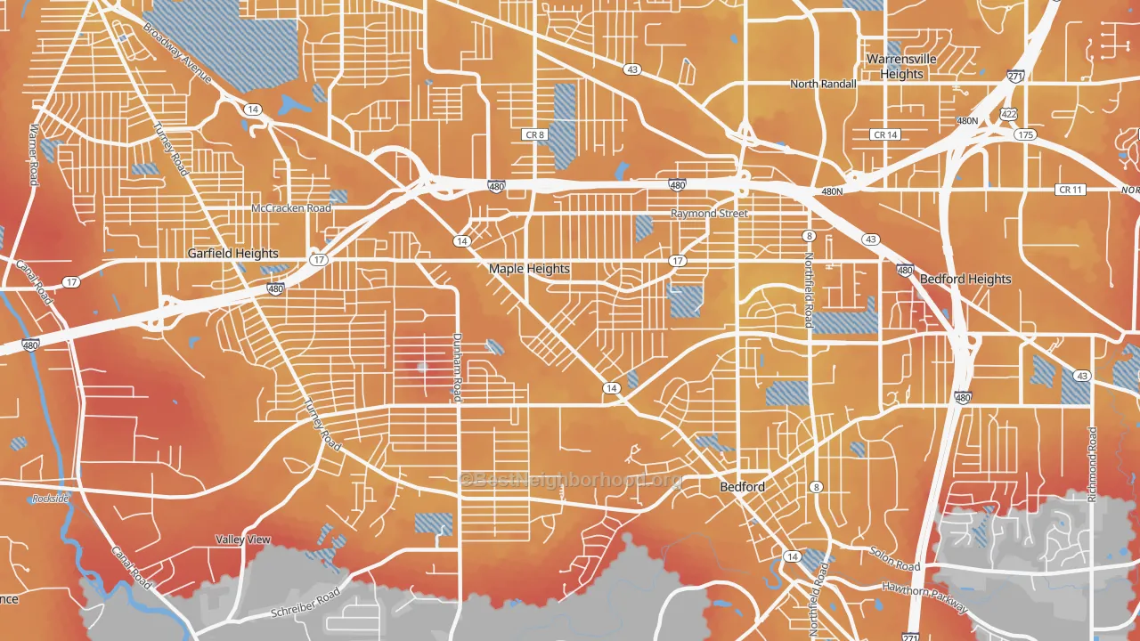 Transit Grade map of Maple Heights, OH