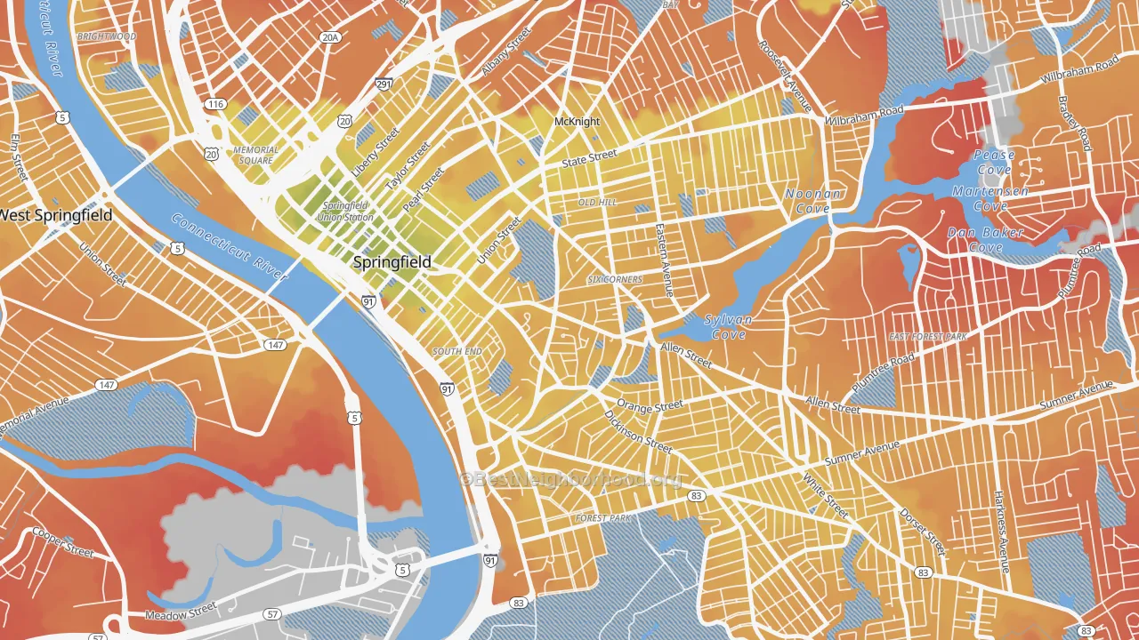 Transit Grade map of Maple High-Six Corners, Springfield, MA