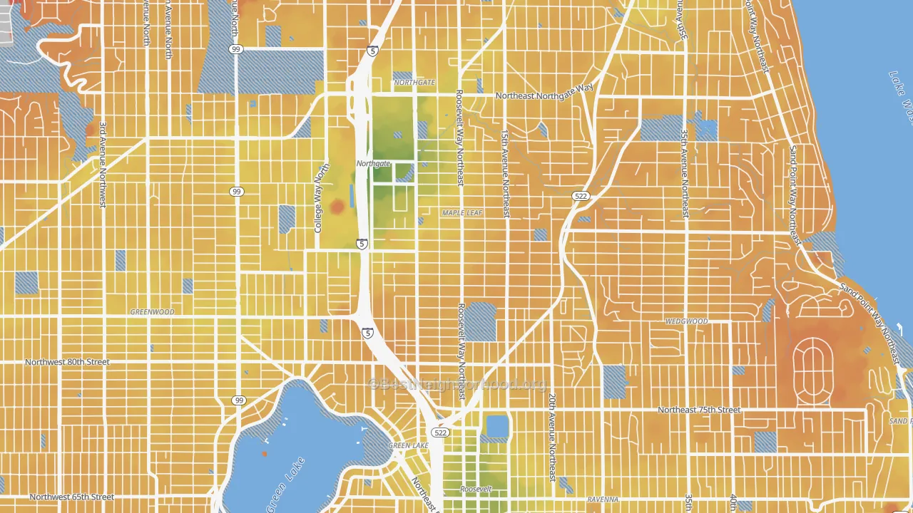 Transit Grade map of Maple Leaf, Seattle, WA