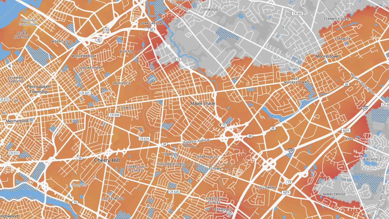 Transit Grade map of Maple Shade, NJ
