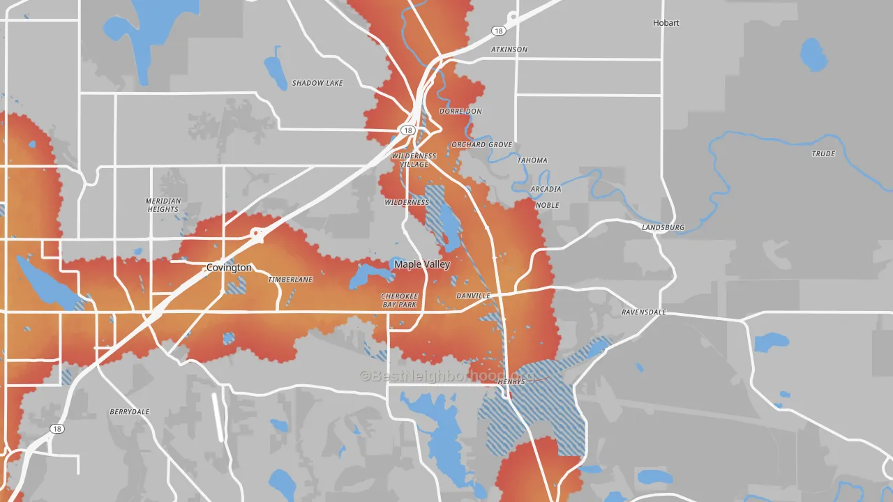 Transit Grade map of Maple Valley, WA
