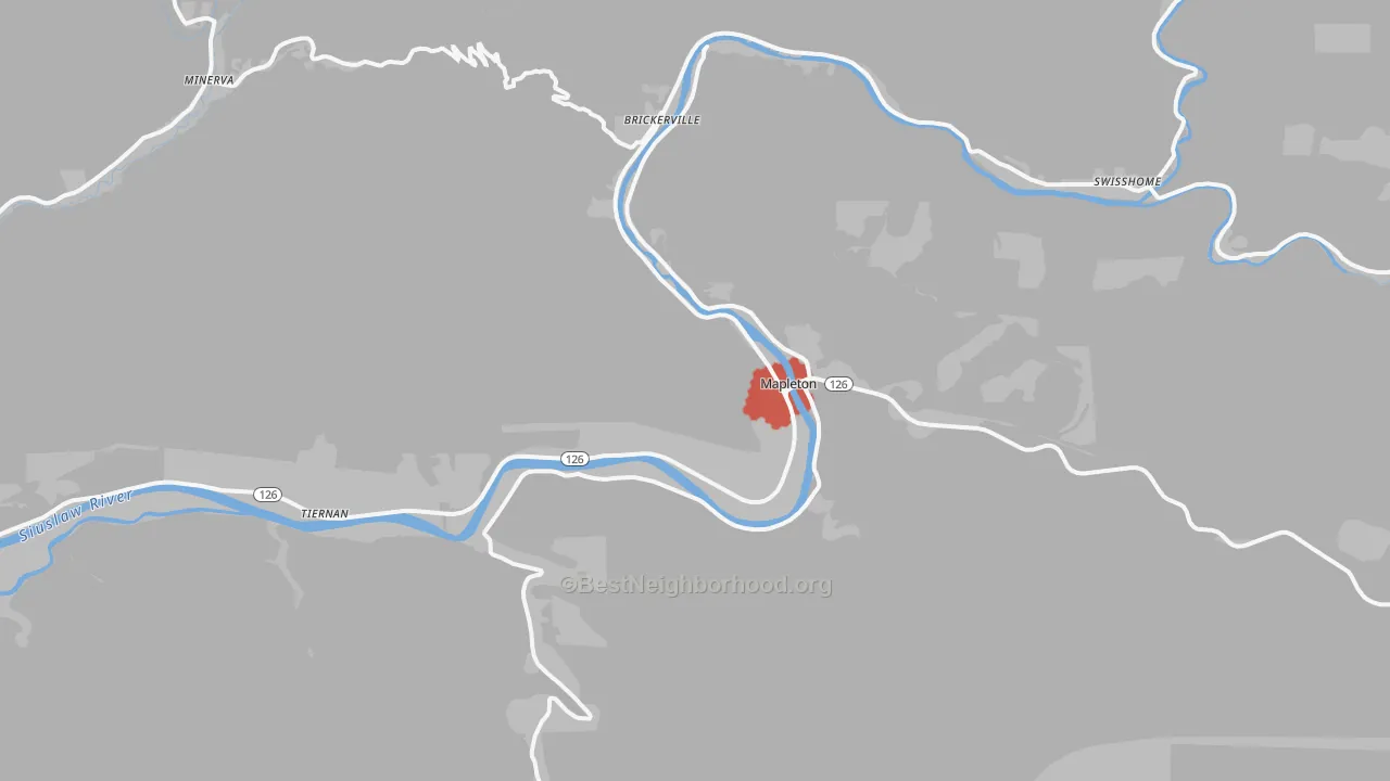 Transit Grade map of Mapleton, OR