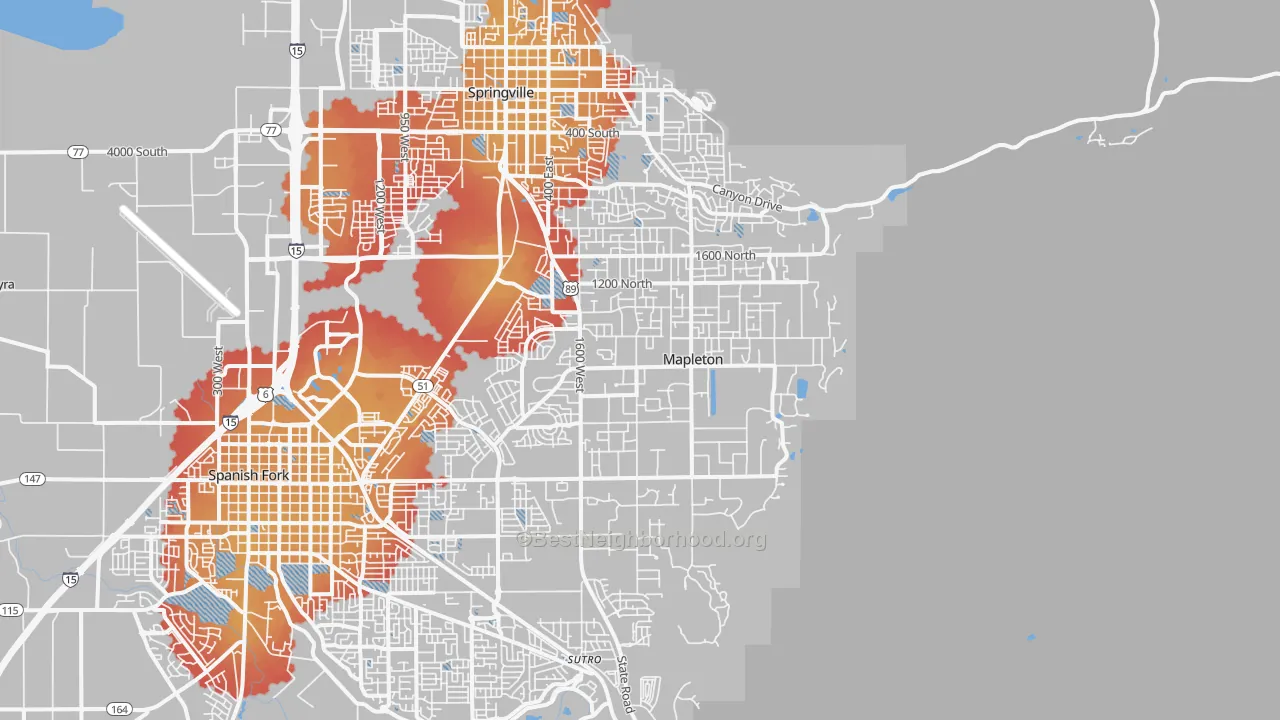 Transit Grade map of Mapleton, UT