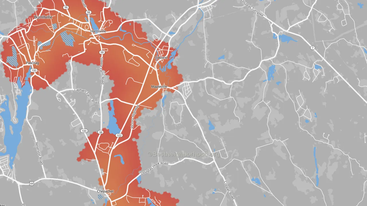 Transit Grade map of Mapleville, RI