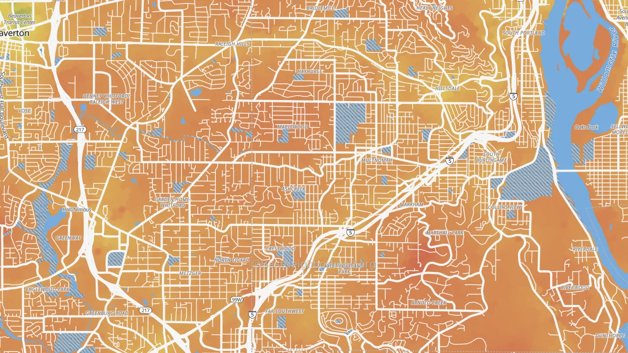 Transit Grade map of Maplewood-Ashcreek, Portland, OR