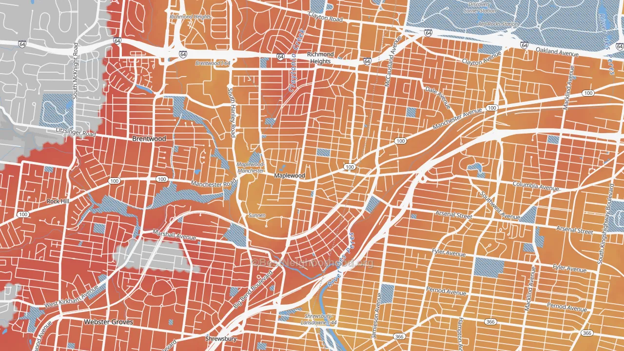 Transit Grade map of Maplewood, MO