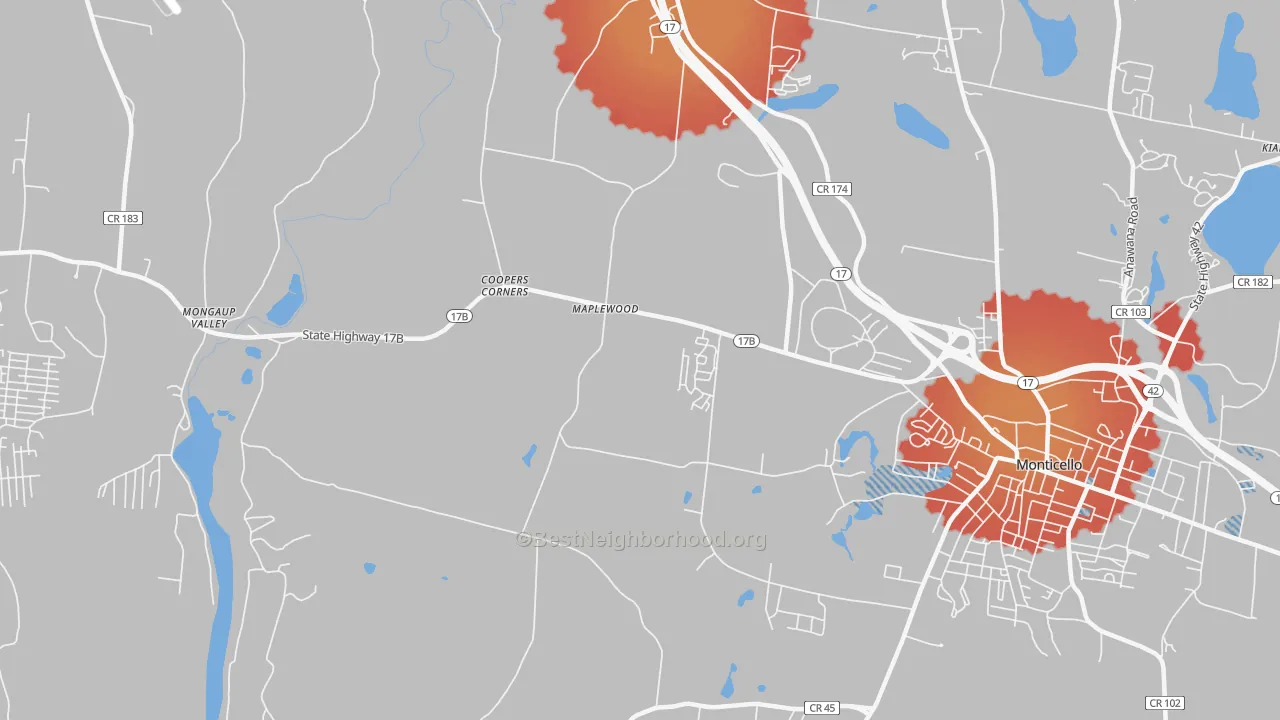 Transit Grade map of Maplewood, NY