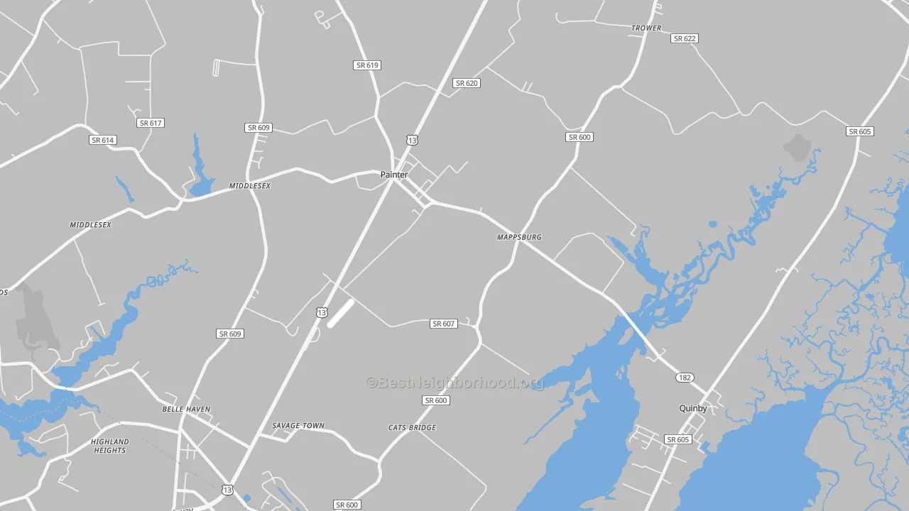Transit Grade map of Mappsburg, VA
