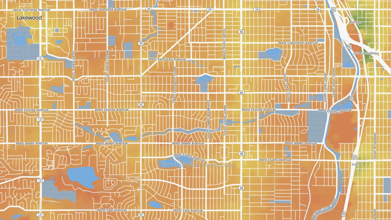 Transit Grade map of Mar Lee, Denver, CO