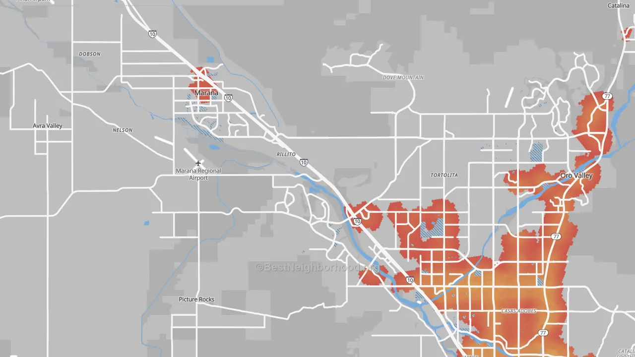 Transit Grade map of Marana, AZ