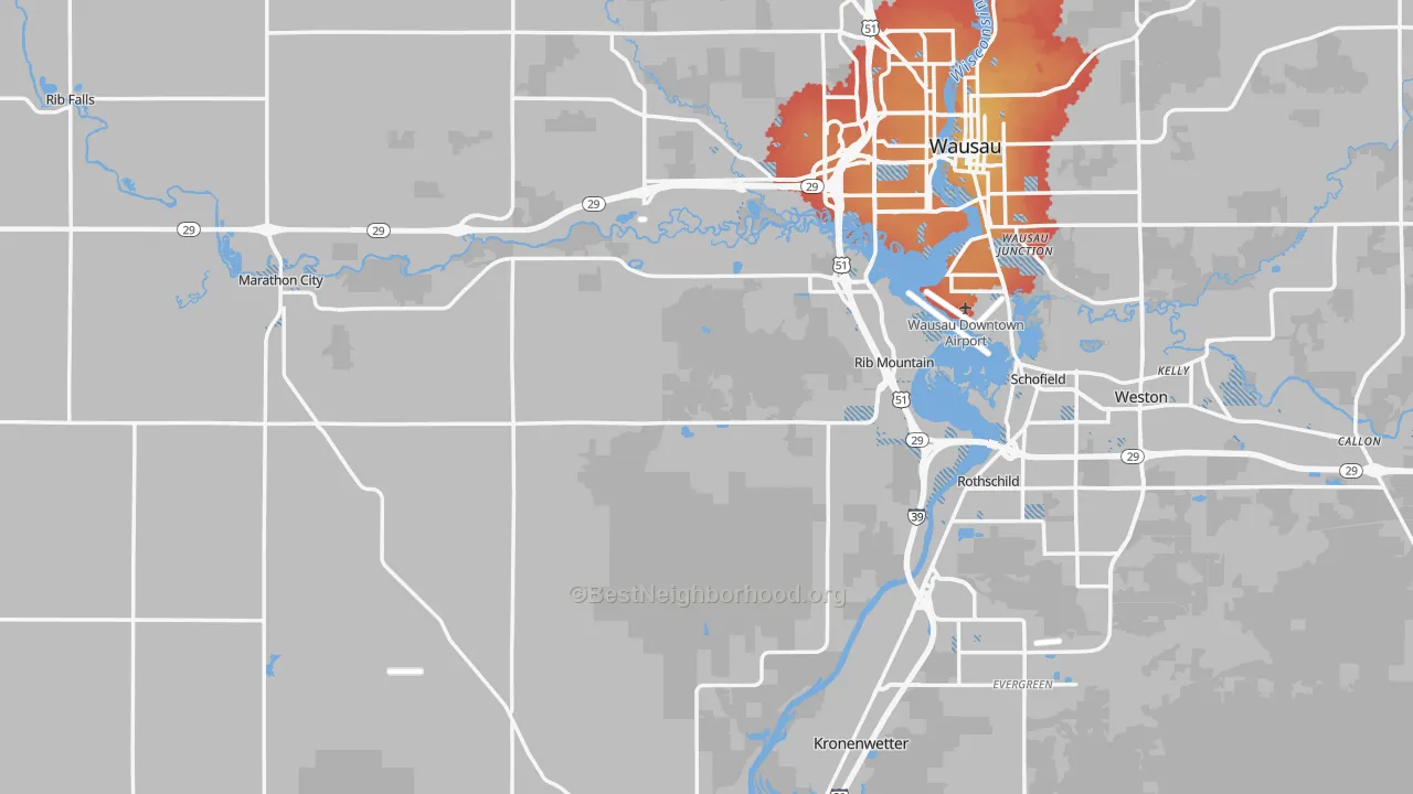 Transit Grade map of Marathon County, WI
