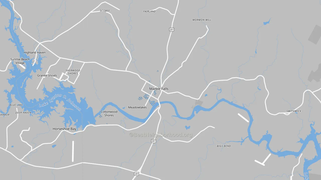Transit Grade map of Marble Falls, TX