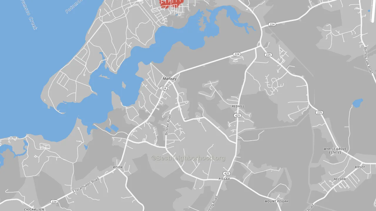 Transit Grade map of Marbury, MD