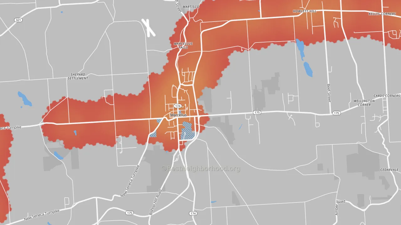 Transit Grade map of Marcellus, NY